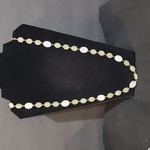 Mother of Pearl Tone and Green Necklace Long